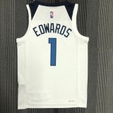 NBA Men 75th Anniversary Minnesota Timberwolves White #1 EDWARDS Jersey High Quality Name and Number Print