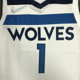 NBA Men 75th Anniversary Minnesota Timberwolves White #1 EDWARDS Jersey High Quality Name and Number Print