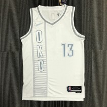 NBA Men 75th Anniversary Oklahoma City Thunder City Version White #13 GEORGE Jersey High Quality Name and Number Print