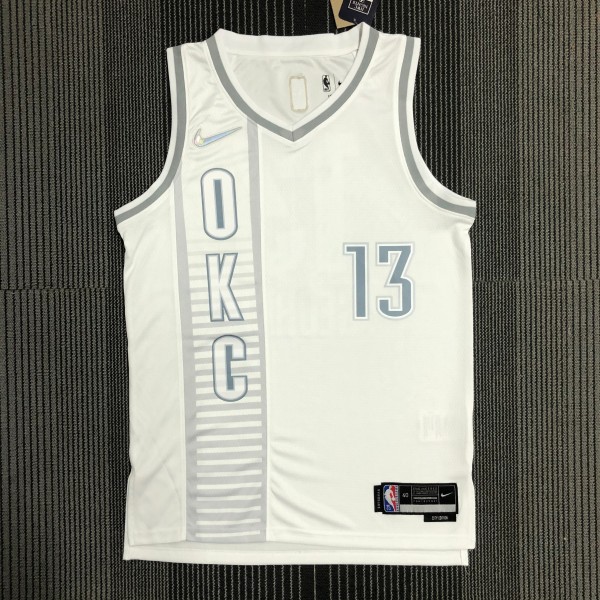 NBA Men 75th Anniversary Oklahoma City Thunder City Version White #13 GEORGE Jersey High Quality Name and Number Print