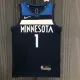 NBA Men 75th Anniversary Minnesota Timberwolves Dark Blue #1 EDWARDS Jersey High Quality Name and Number Print