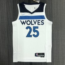 NBA Men 75th Anniversary Minnesota Timberwolves White #25 ROSE Jersey High Quality Name and Number Print