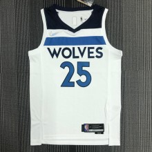 NBA Men 75th Anniversary Minnesota Timberwolves White #25 ROSE Jersey High Quality Name and Number Print