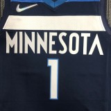 NBA Men 75th Anniversary Minnesota Timberwolves Dark Blue #1 EDWARDS Jersey High Quality Name and Number Print