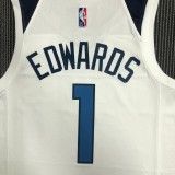 NBA Men 75th Anniversary Minnesota Timberwolves White #1 EDWARDS Jersey High Quality Name and Number Print