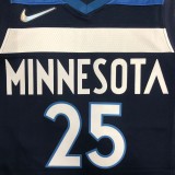 NBA Men 75th Anniversary Minnesota Timberwolves Dark Blue #25 ROSE Jersey High Quality Name and Number Print