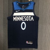 NBA Men 75th Anniversary Minnesota Timberwolves Dark Blue #0 RUSSELL Jersey High Quality Name and Number Print