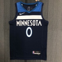 NBA Men 75th Anniversary Minnesota Timberwolves Dark Blue #0 RUSSELL Jersey High Quality Name and Number Print