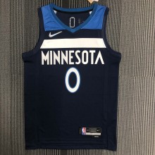 NBA Men 75th Anniversary Minnesota Timberwolves Dark Blue #0 RUSSELL Jersey High Quality Name and Number Print