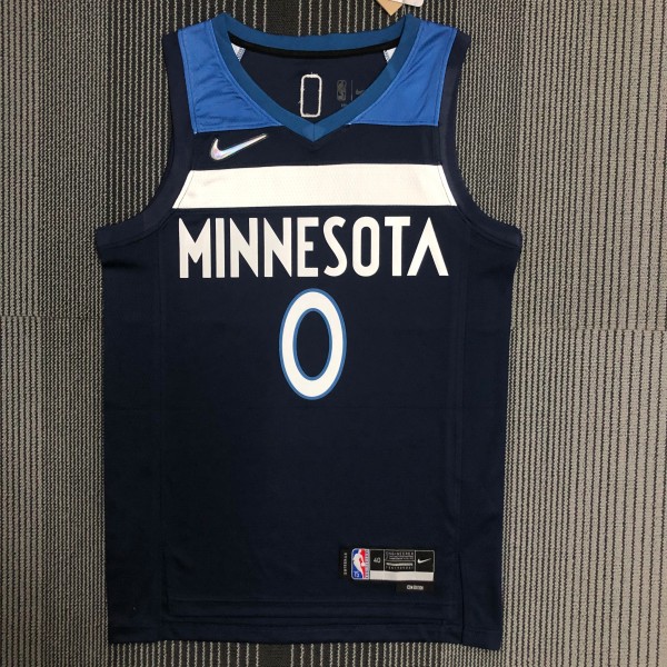 NBA Men 75th Anniversary Minnesota Timberwolves Dark Blue #0 RUSSELL Jersey High Quality Name and Number Print