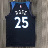 NBA Men 75th Anniversary Minnesota Timberwolves Dark Blue #25 ROSE Jersey High Quality Name and Number Print