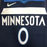 NBA Men 75th Anniversary Minnesota Timberwolves Dark Blue #0 RUSSELL Jersey High Quality Name and Number Print