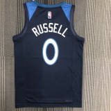 NBA Men 75th Anniversary Minnesota Timberwolves Dark Blue #0 RUSSELL Jersey High Quality Name and Number Print