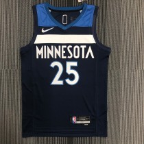 NBA Men 75th Anniversary Minnesota Timberwolves Dark Blue #25 ROSE Jersey High Quality Name and Number Print