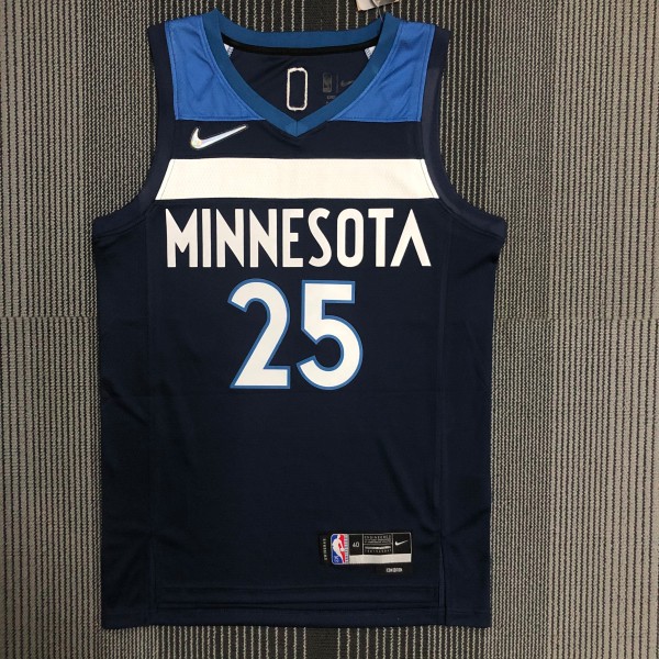 NBA Men 75th Anniversary Minnesota Timberwolves Dark Blue #25 ROSE Jersey High Quality Name and Number Print