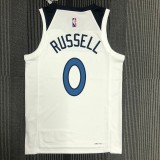 NBA Men 75th Anniversary Minnesota Timberwolves White #0 RUSSELL Jersey High Quality Name and Number Print
