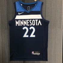 NBA Men 75th Anniversary Minnesota Timberwolves Dark Blue #22 WIGGINS Jersey High Quality Name and Number Print