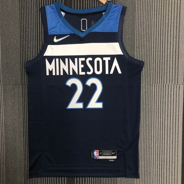 NBA Men 75th Anniversary Minnesota Timberwolves Dark Blue #22 WIGGINS Jersey High Quality Name and Number Print