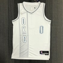 NBA Men 75th Anniversary Oklahoma City Thunder City Version White #0 WESTBROOK Jersey High Quality Name and Number Print
