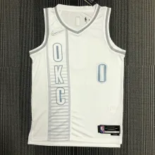 NBA Men 75th Anniversary Oklahoma City Thunder City Version White #0 WESTBROOK Jersey High Quality Name and Number Print