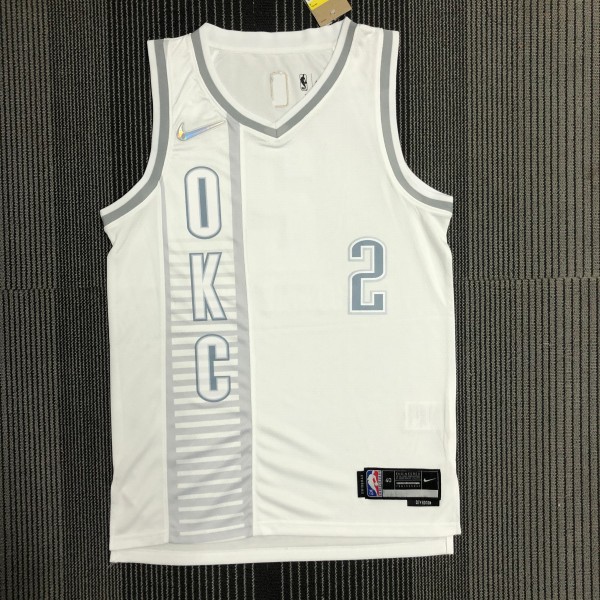NBA Men 75th Anniversary Oklahoma City Thunder City Version White #2 GILGEOUS-ALEXANDER Jersey High Quality Name and Number Print