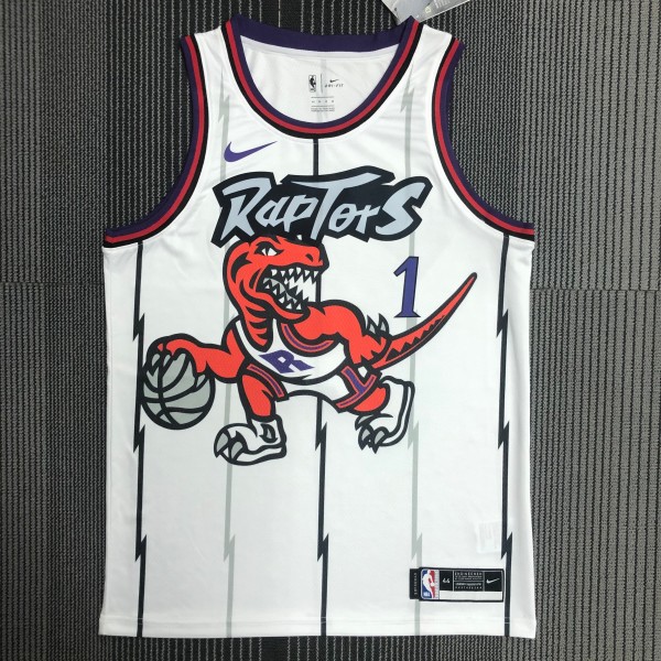 NBA Men Toronto Raptors Retro White #1 McGRADY Jersey High Quality Name and Number Print