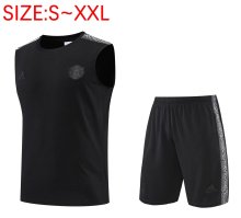 22/23 Manchester United Black Vest Training Tracksuit