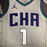 NBA Men Season 2019 Charlotte Hornets Grey #1 BALL Jersey High Quality Name and Number Print