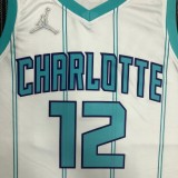 NBA Men 75th Anniversary New Season Charlotte Hornets #12 DUBRE JR. White Jersey High Quality Name and Number Print