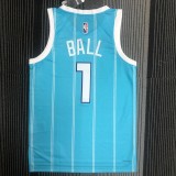 NBA Men 75th Anniversary New Season Charlotte Hornets Blue #1 BALL Jersey High Quality Name and Number Print