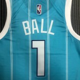 NBA Men 75th Anniversary New Season Charlotte Hornets Blue #1 BALL Jersey High Quality Name and Number Print
