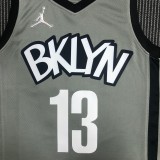 NBA Men 75th Anniversary Brooklyn Nets Grey with Jordan Logo #13 HARDEN Jersey High Quality Name and Number Print