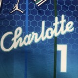 NBA Men 75th Anniversary Season 2022 Charlotte Hornets #1 BALL Blue Jersey High Quality Name and Number Print