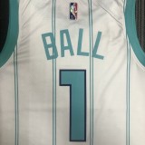 NBA Men 75th Anniversary New Season Charlotte Hornets #1 BALL White Jersey High Quality Name and Number Print
