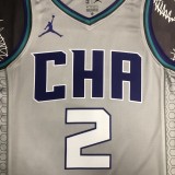 NBA Men Season 2019 Charlotte Hornets Grey #2 BALL Jersey High Quality Name and Number Print