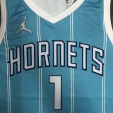 NBA Men 75th Anniversary New Season Charlotte Hornets Blue #1 BALL Jersey High Quality Name and Number Print