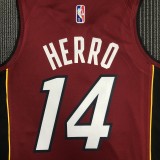 NBA Men 75th Anniversary Miami Heat Red #14 HERRO Jersey High Quality Name and Number Print