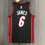 NBA Men 75th Anniversary Miami Heat Black #6 JAMES Jersey High Quality Name and Number Print