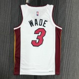 NBA Men 75th Anniversary Miami Heat White #3 WADE Jersey High Quality Name and Number Print
