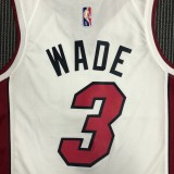 NBA Men 75th Anniversary Miami Heat White #3 WADE Jersey High Quality Name and Number Print