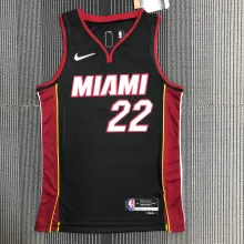 NBA Men 75th Anniversary Miami Heat Black #22 BUTLER Jersey High Quality Name and Number Print
