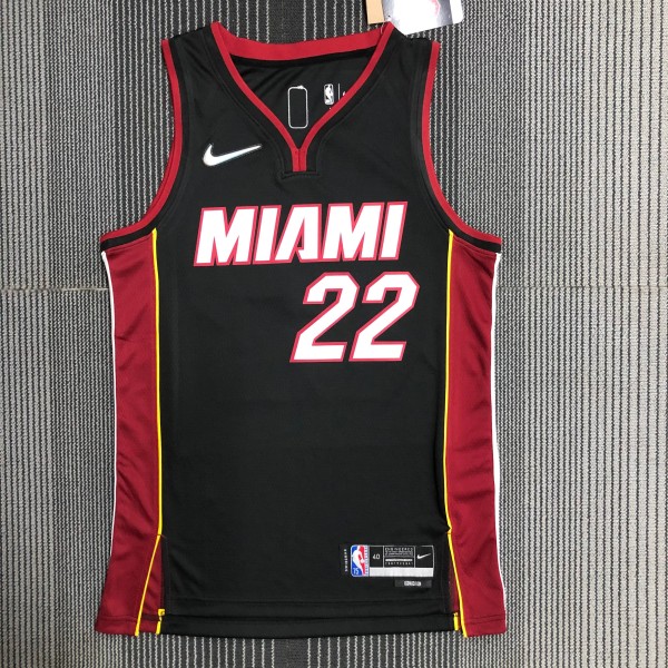 NBA Men 75th Anniversary Miami Heat Black #22 BUTLER Jersey High Quality Name and Number Print