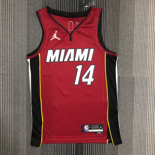 NBA Men 75th Anniversary Miami Heat Red #14 HERRO Jersey High Quality Name and Number Print