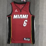 NBA Men 75th Anniversary Miami Heat Red #6 JAMES Jersey High Quality Name and Number Print