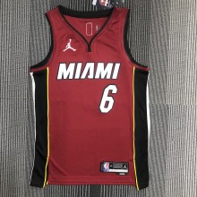 NBA Men 75th Anniversary Miami Heat Red #6 JAMES Jersey High Quality Name and Number Print