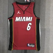NBA Men 75th Anniversary Miami Heat Red #6 JAMES Jersey High Quality Name and Number Print
