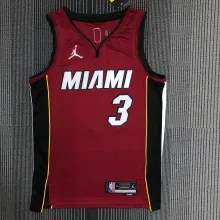 NBA Men 75th Anniversary Miami Heat Red #3 WADE Jersey High Quality Name and Number Print
