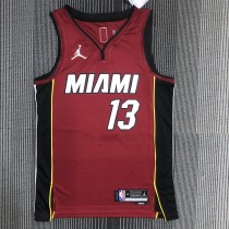 NBA Men 75th Anniversary Miami Heat Red #13 ADEBAYO Jersey High Quality Name and Number Print