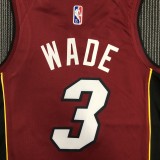 NBA Men 75th Anniversary Miami Heat Red #3 WADE Jersey High Quality Name and Number Print