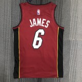 NBA Men 75th Anniversary Miami Heat Red #6 JAMES Jersey High Quality Name and Number Print